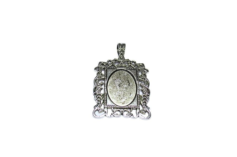 Nikel Rengi Metal Çerçeveli Kolye Ucu 10