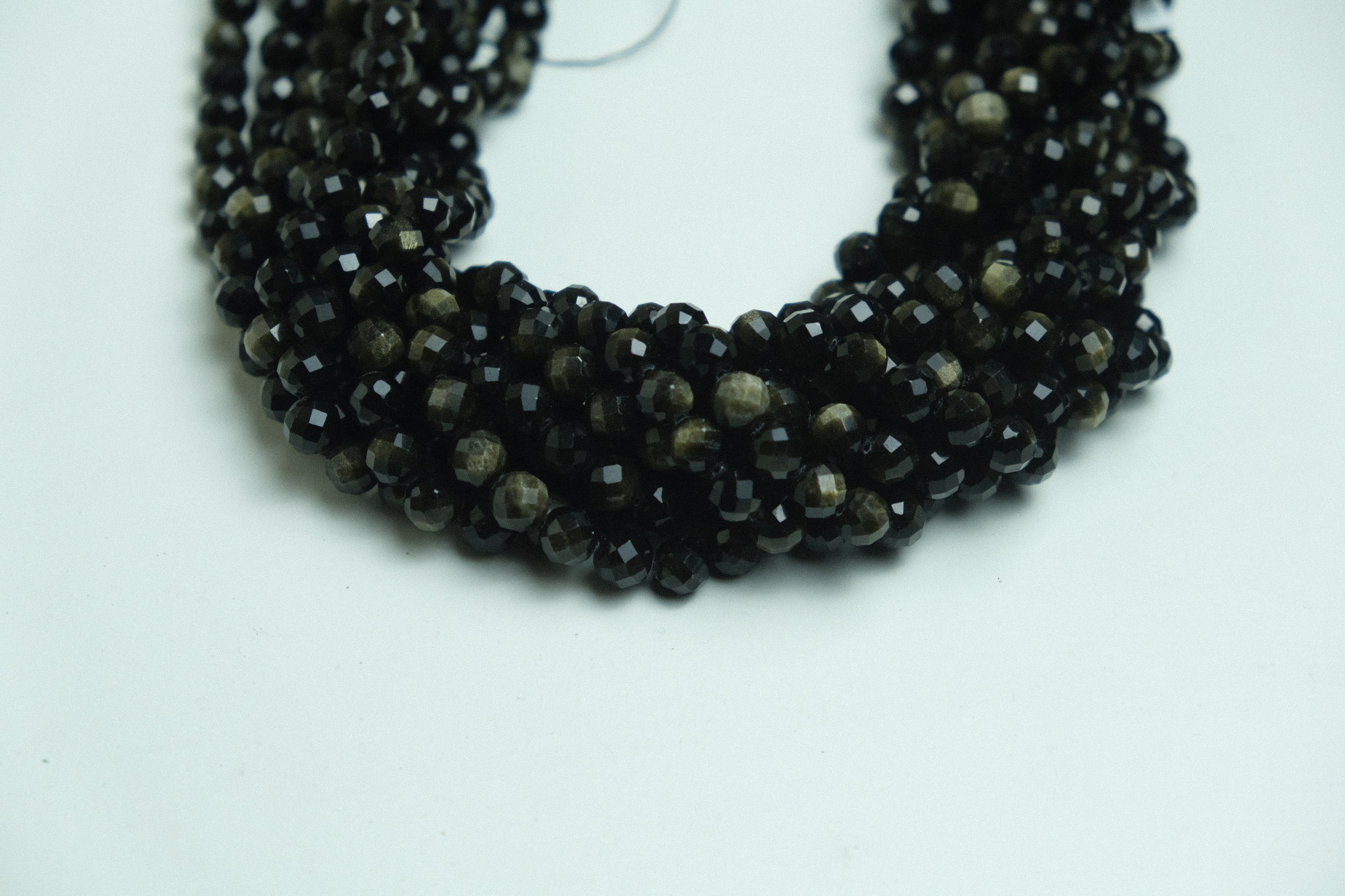 Obsidyen Fasetli Doğaltaş 8mm Siyah Yeşil Tonlar