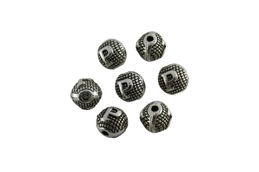 P Harfli Metal Yuvarlak Boncuk