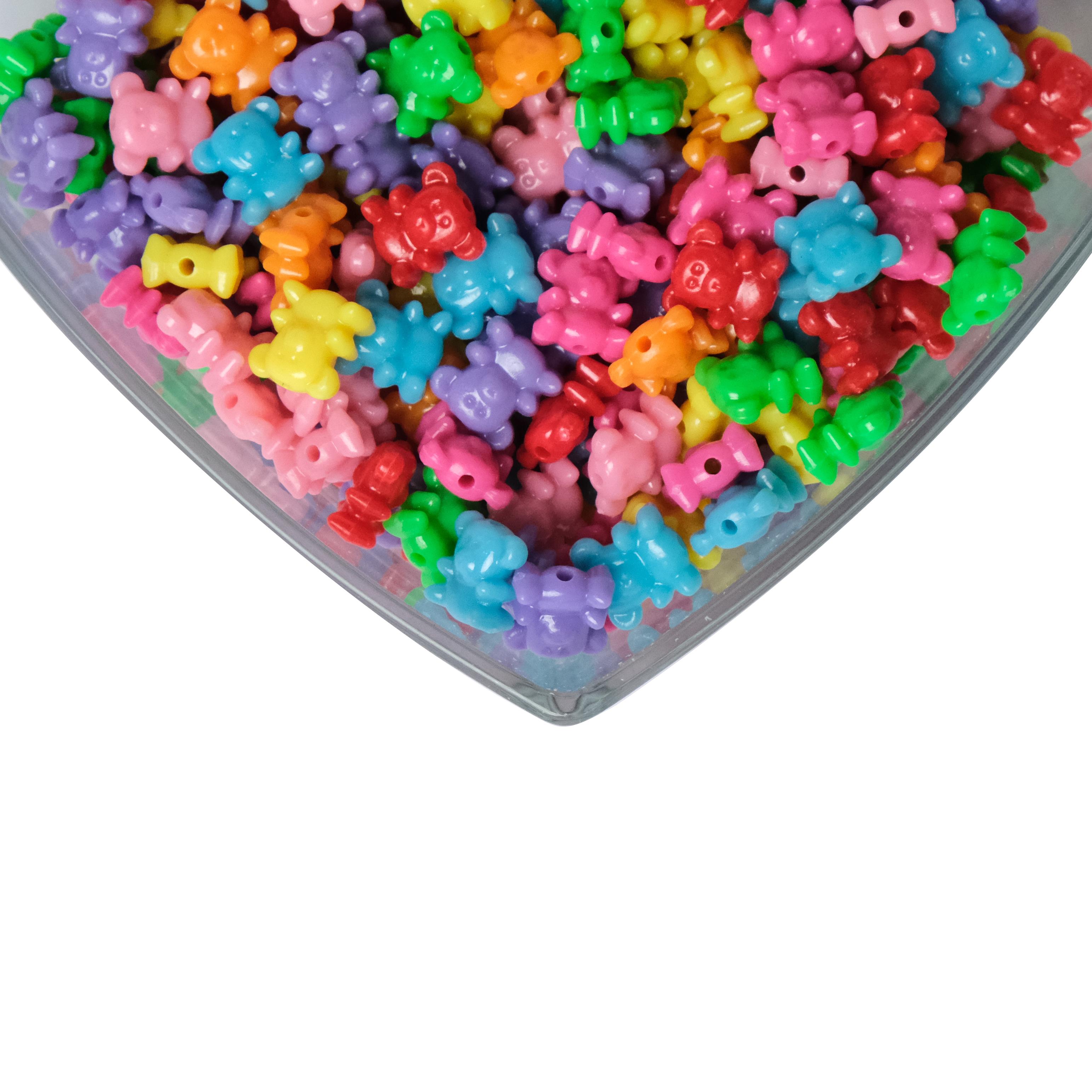 Parlak Renkli Ayıcık Figürlü Plastik Boncuk