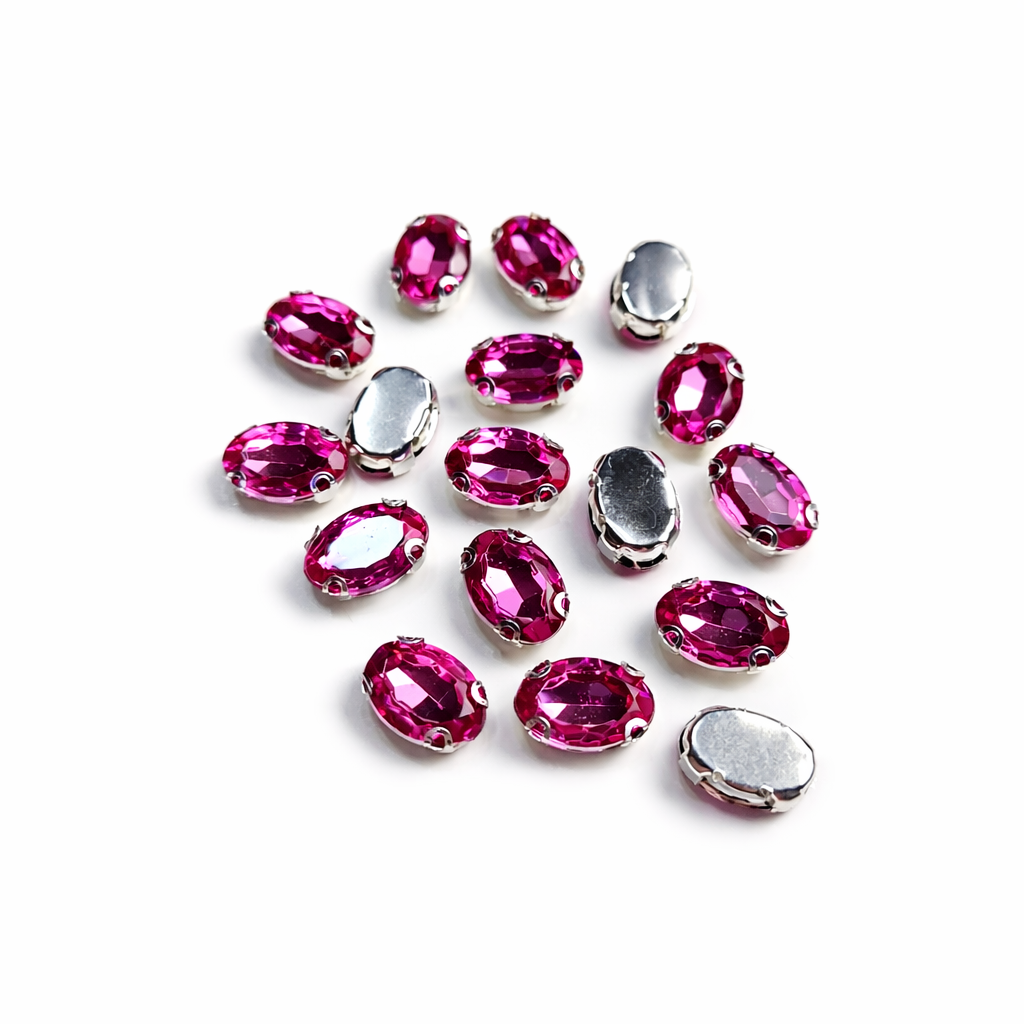 Pembe Renk Oval Dikme Taş 10 × 14 mm – 100 Adet