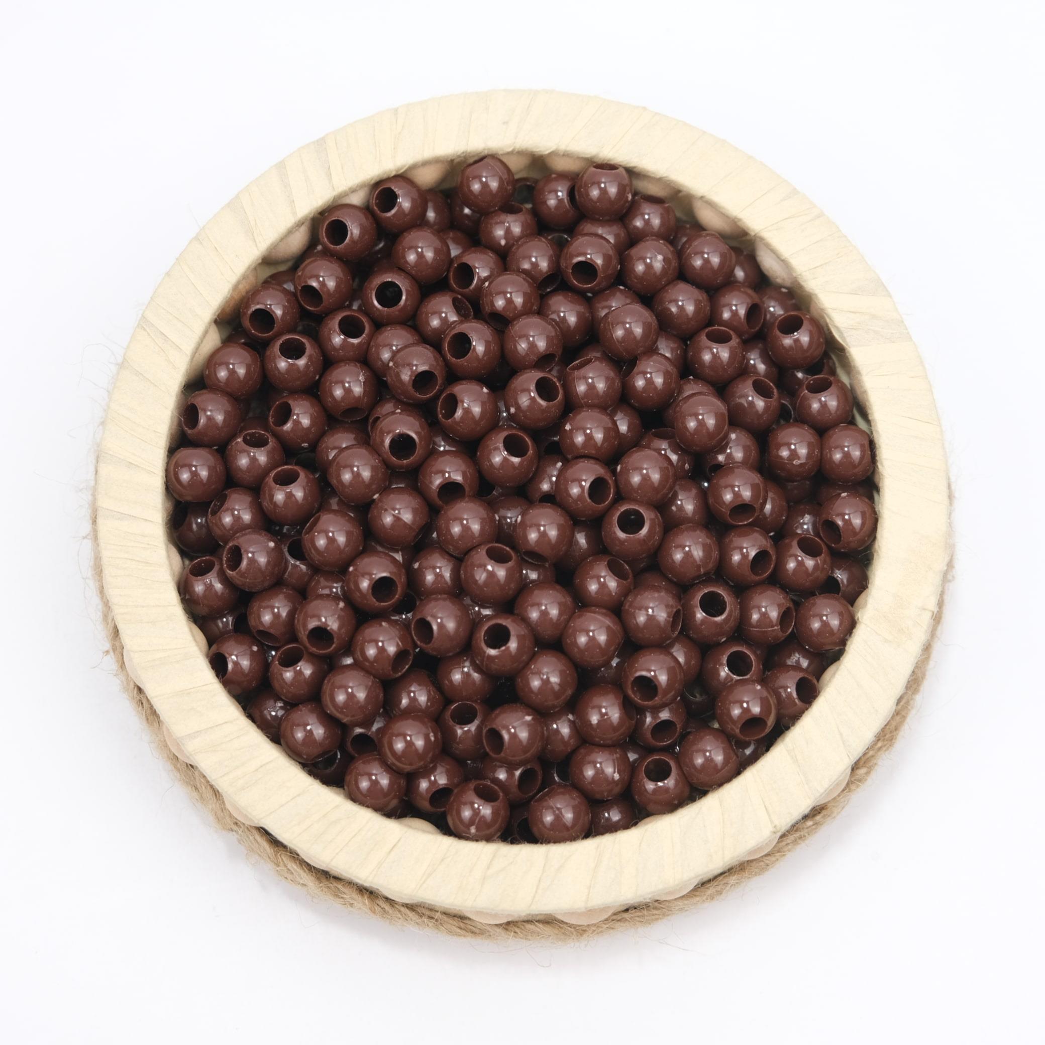 Plastik 10 mm Kahverengi Makrome Boncuk 500 Gram 