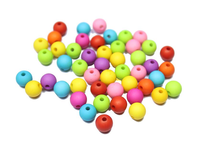 Plastik Renkli Emzik Zinciri Boncuğu - 6mm