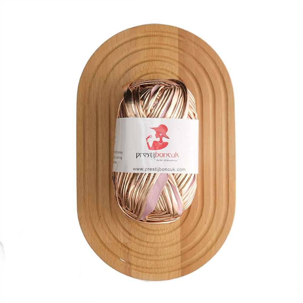 Premium Deri Görünümlü Metalik Penye İp Çanta ve Hobi Örgü İpi Çift Taraflı Rose Renk