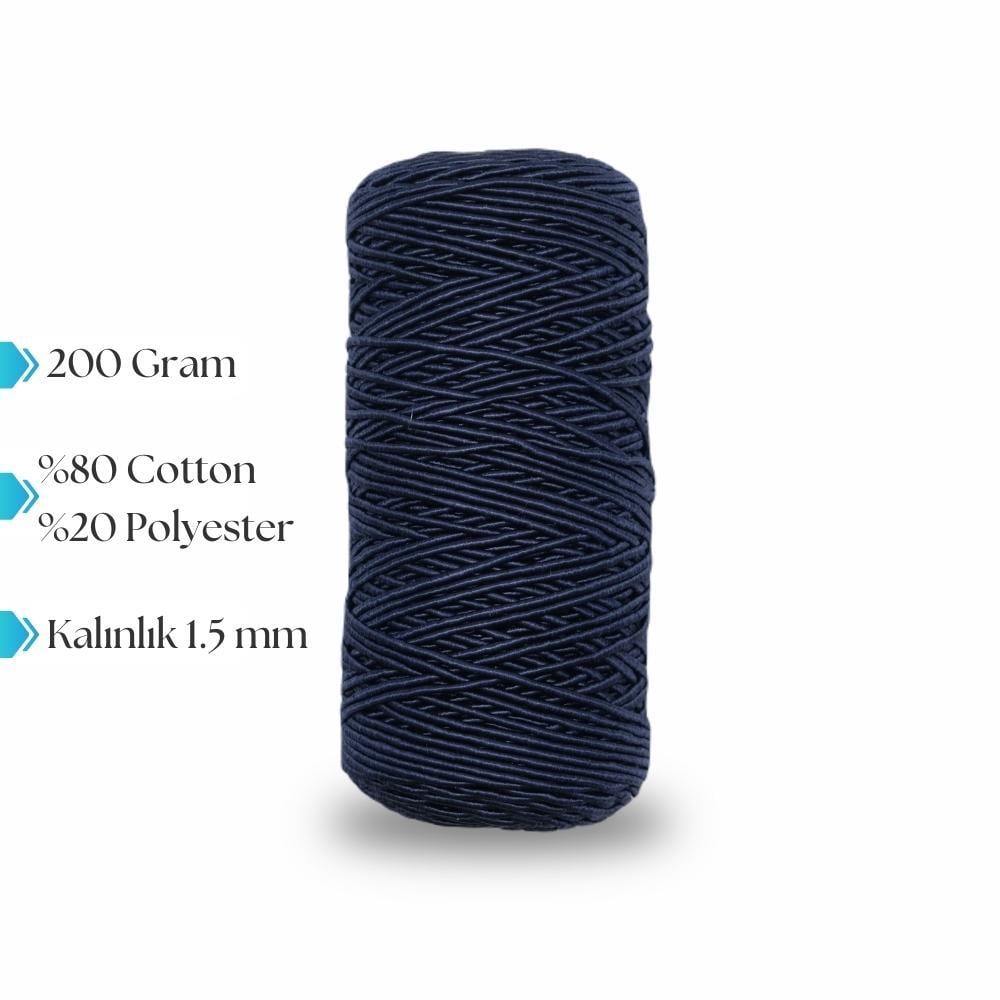 Premium Slim Supra Mumlu İp Makrome ve Hobi Örgü İpi Lacivert