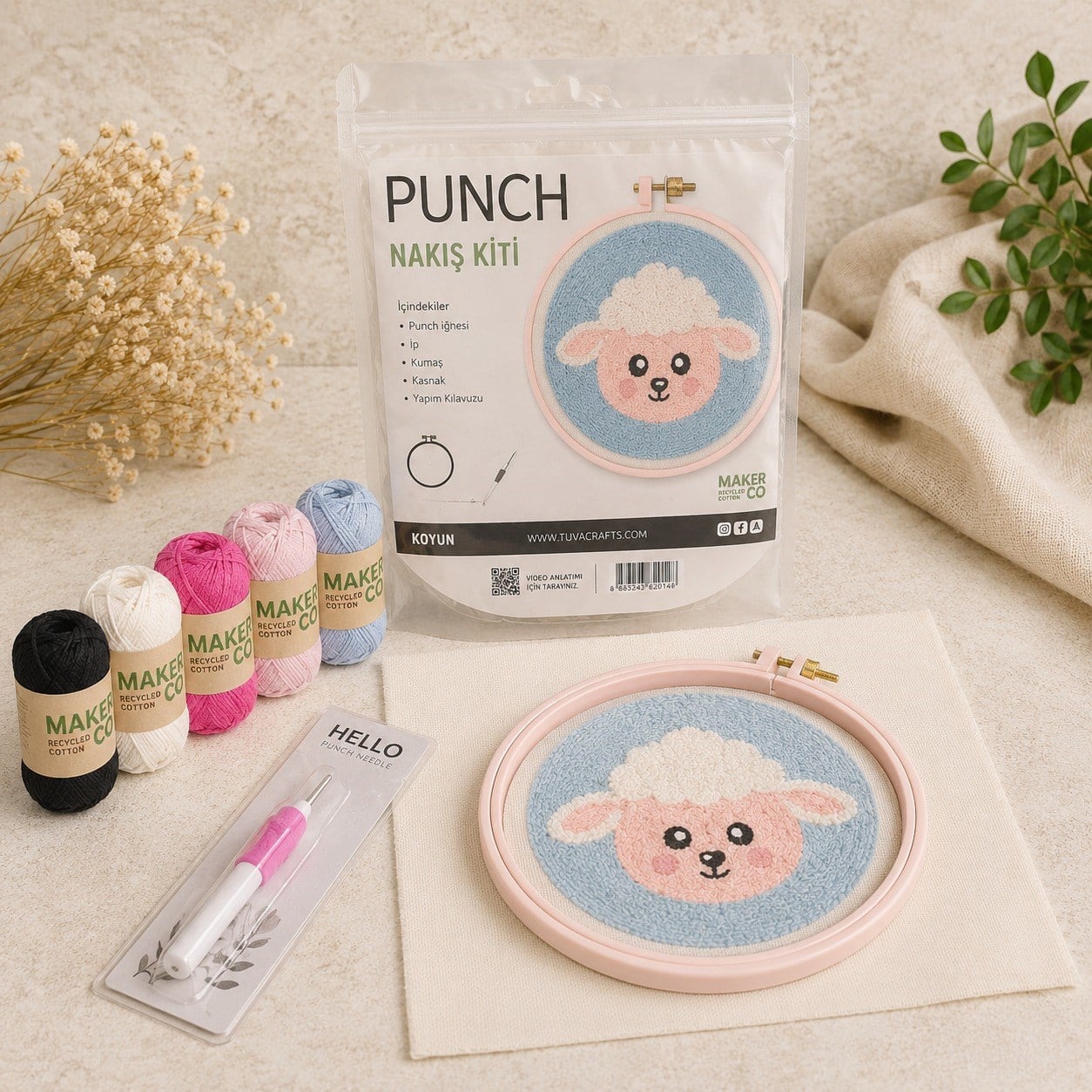 Punch Nakış Kiti Özel Çantalı Tam Set - Koyun