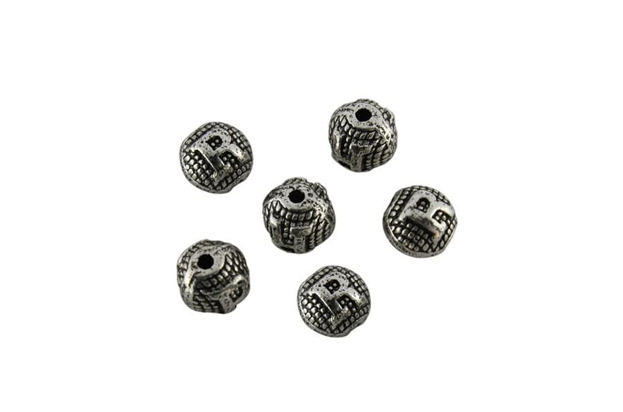 R Harfli Metal Yuvarlak Boncuk