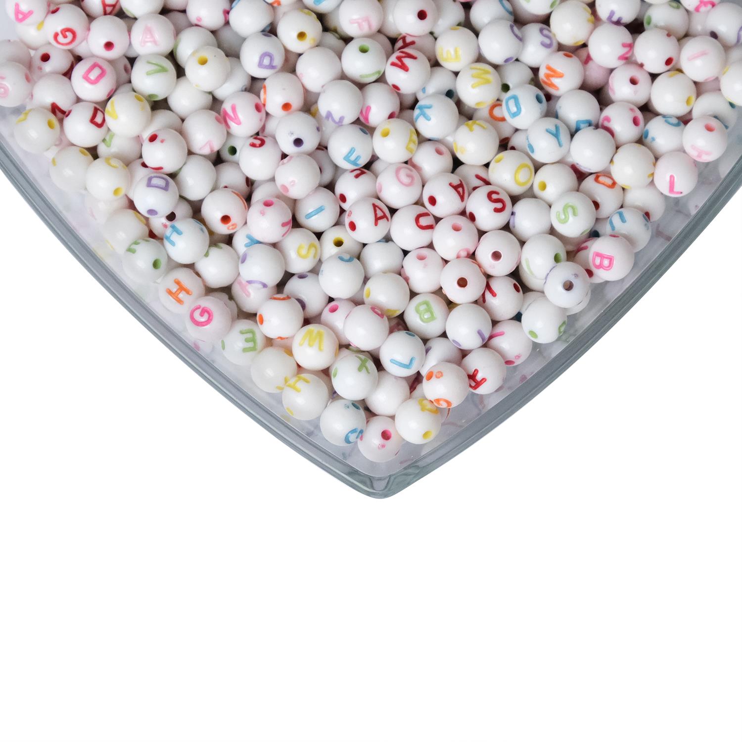 Renkli Plastik Harf Boncuk Beyaz 02
