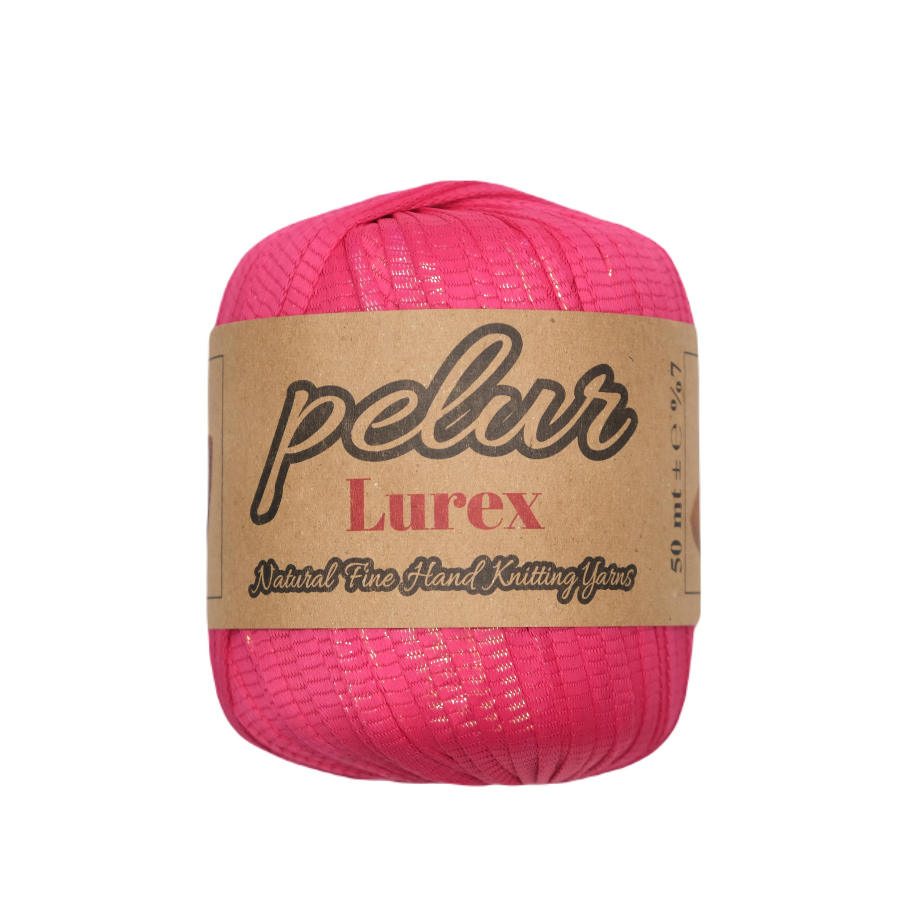Ribbon Lurex Janjan Fosfor Pembe El Örgü İpi