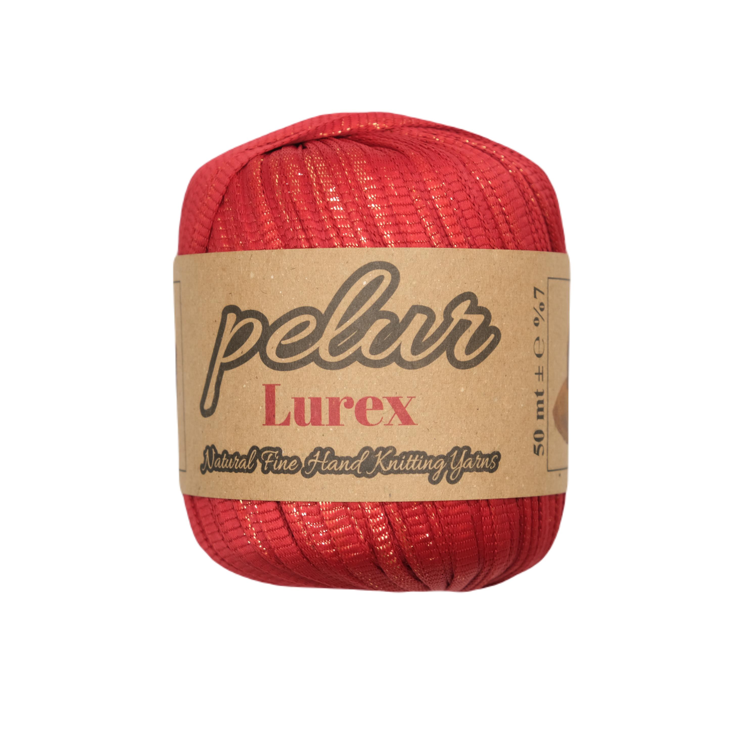 Ribbon Lurex Janjan Kırmızı El Örgü İpi