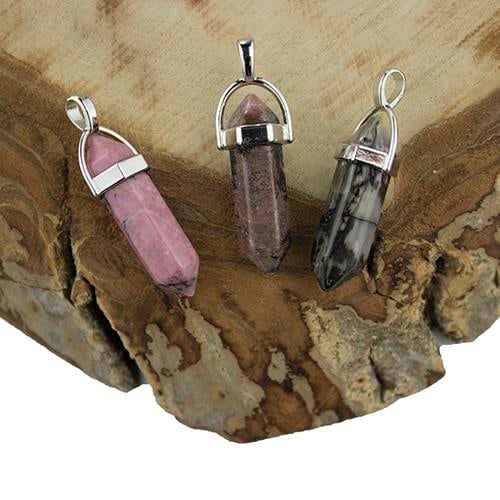 Rodonit Doğal Taş Çivi Kolye Ucu