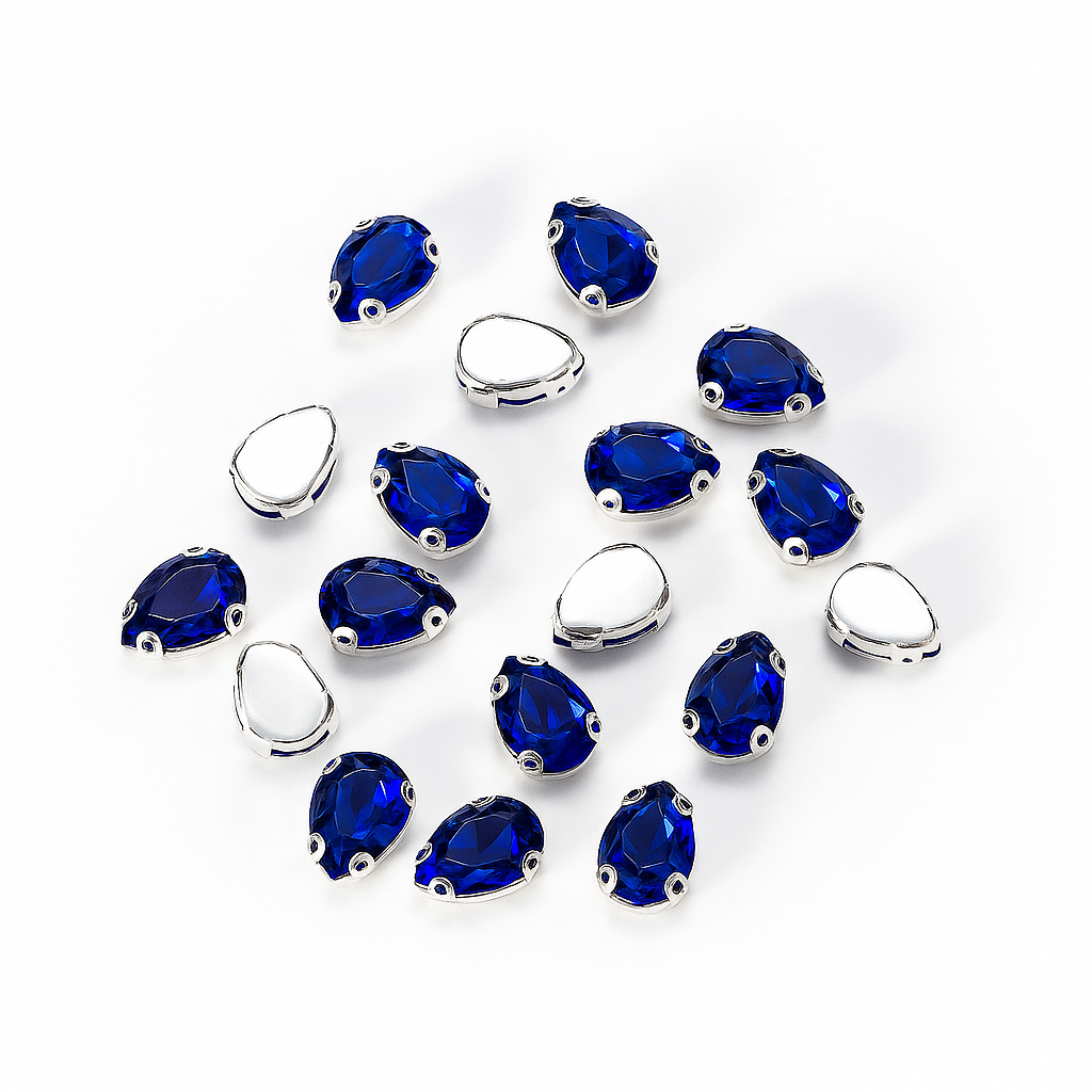 Saks Mavi Damla Dikme Taş 10 x 14 mm 100 Adet