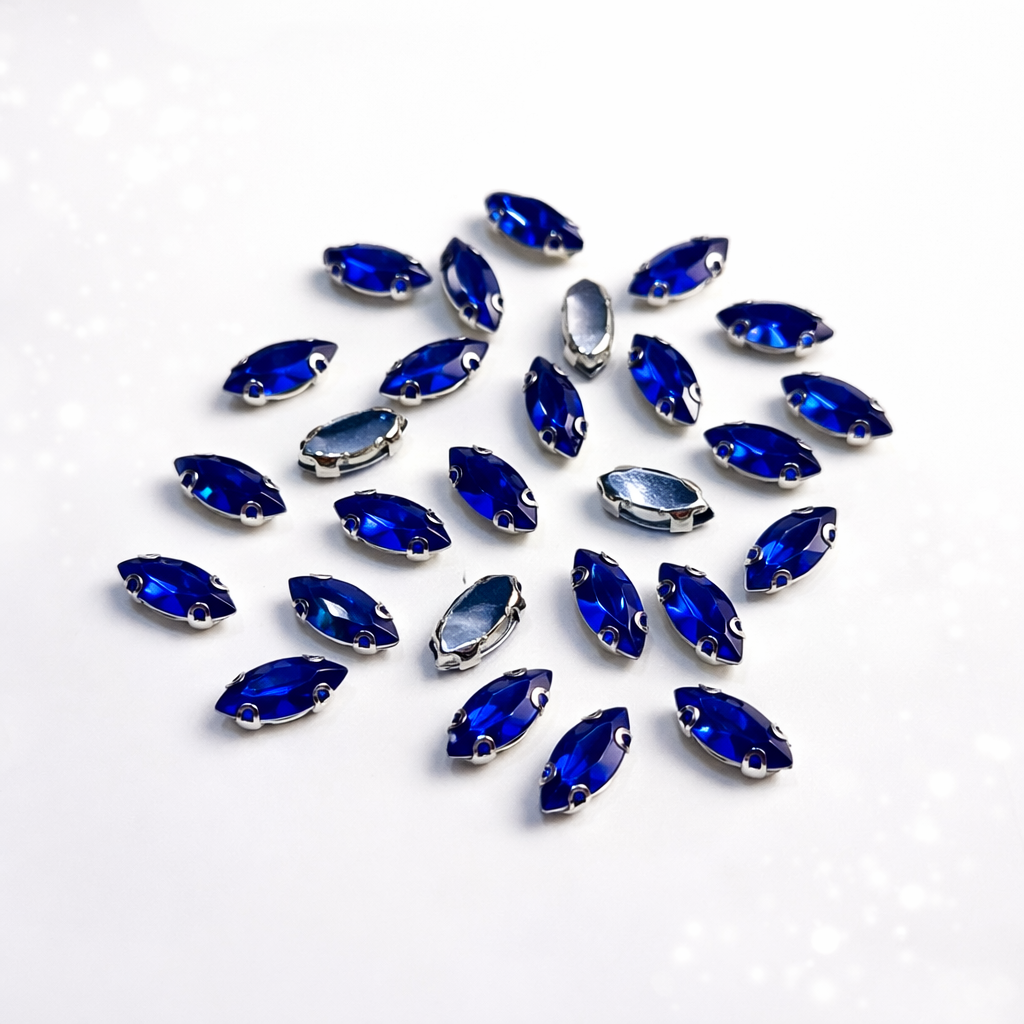 Saks Mavi Mekik Model Dikme Taş 7 x 15 mm 100 Adet