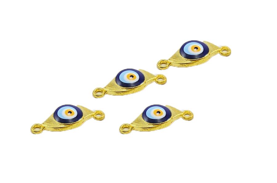 Sarı Metal Çerçeveli Nazar Boncuğu 03