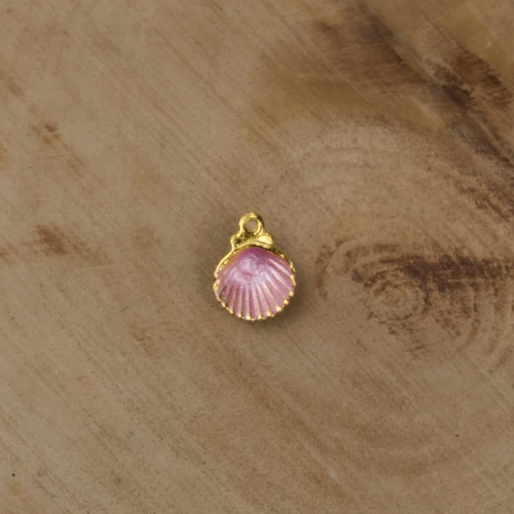 Sarı Metal Halkalı Pembe Deniz Kabuğu Takı ve Aksesuar Aparatı