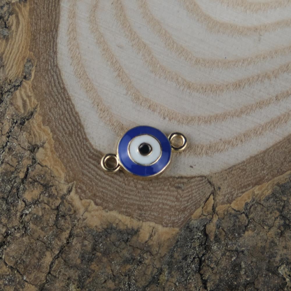 Sarı Metal Yuvarlak Nazar Boncuk Halkalı Takı ve Aksesuar Aparatı