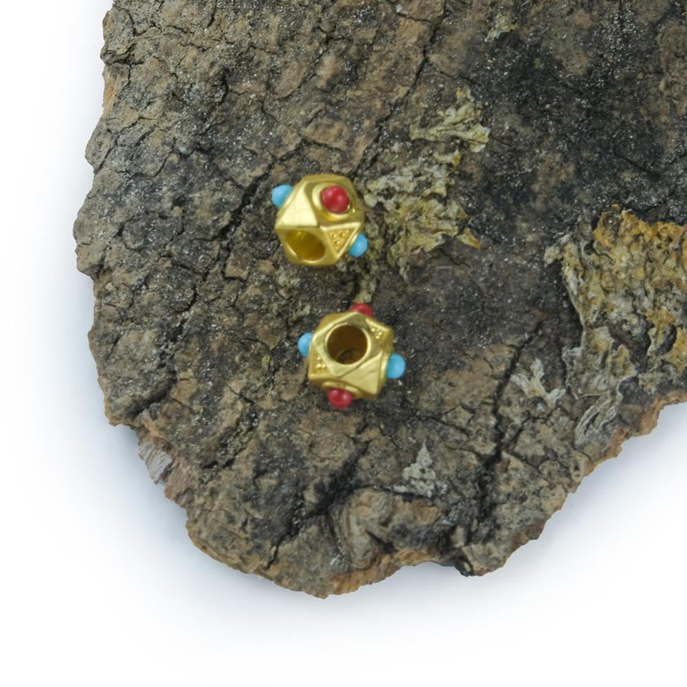 Sarı Vintage Model Köşeli Metal Boncuk