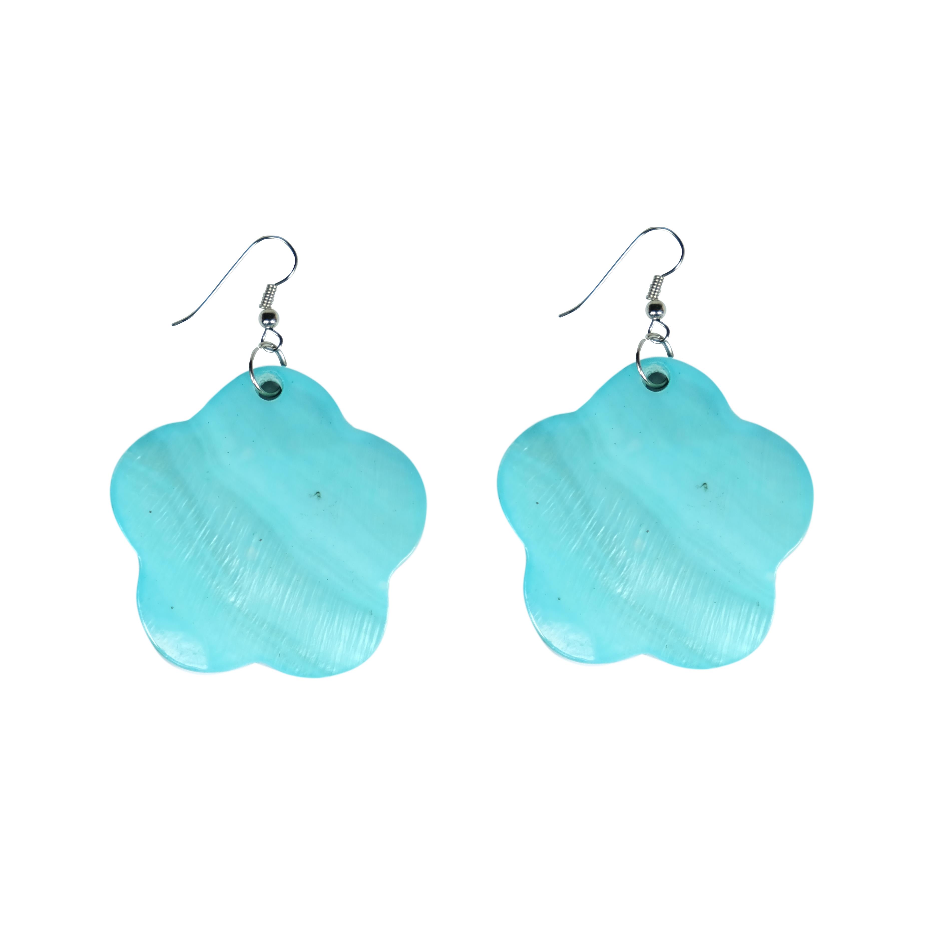 Sedef Çiçek Küpe Mavi