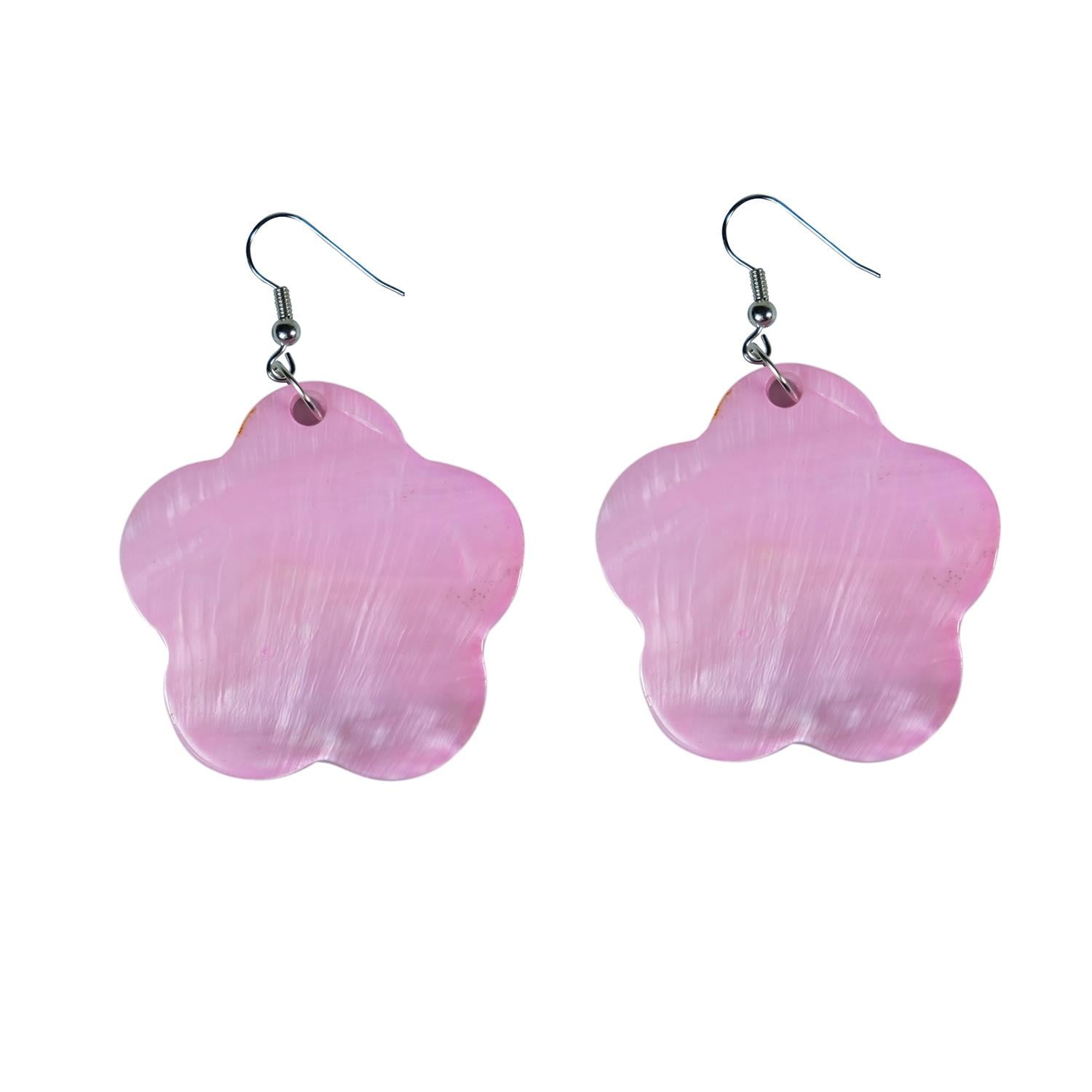 Sedef Çiçek Küpe  Pembe