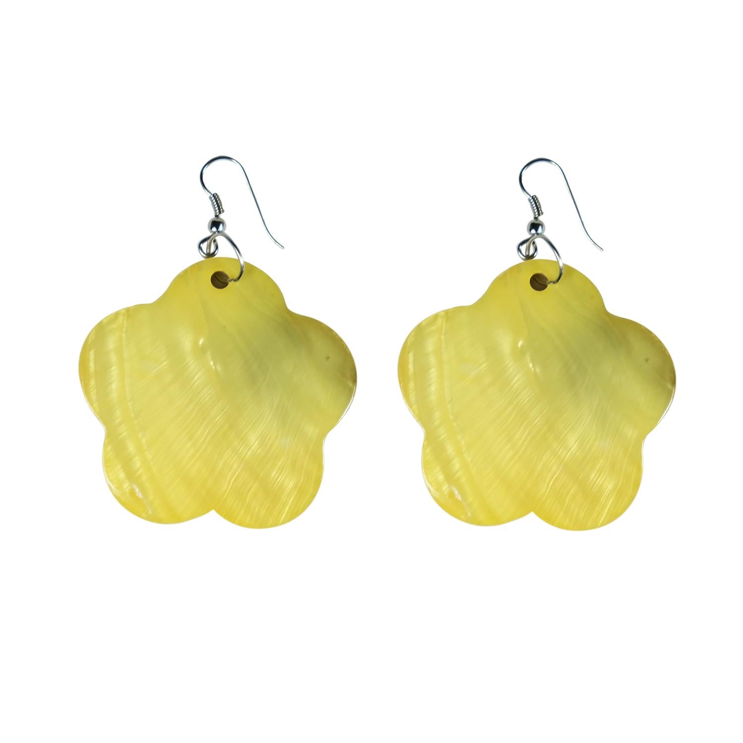 Sedef Çiçek Küpe Sarı