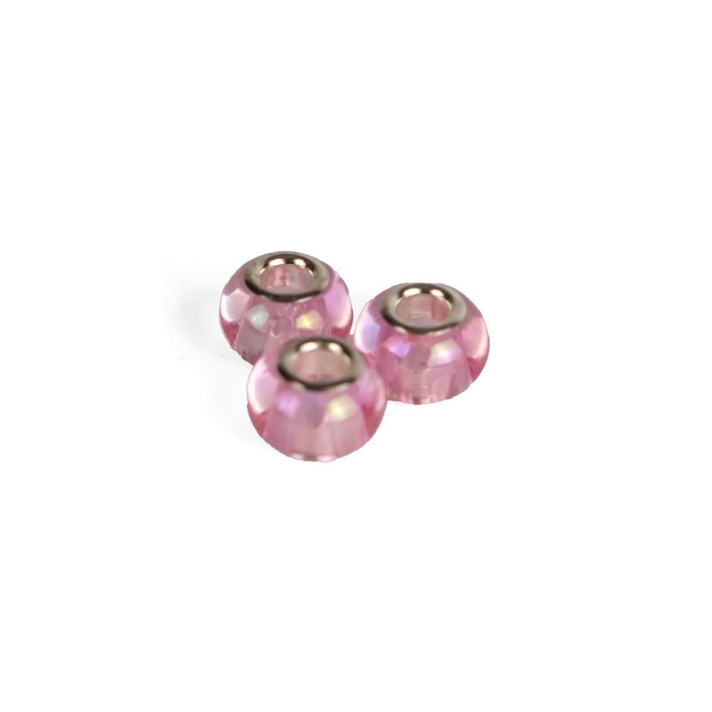 Şeffaf Pembe Boncuklu Charm 12 mm 3 Adet