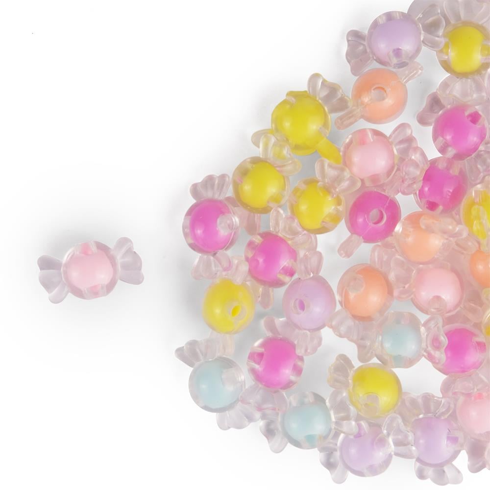 Şeker Figürlü Soft Karışık Renkli Plastik Boncuk 100 gram