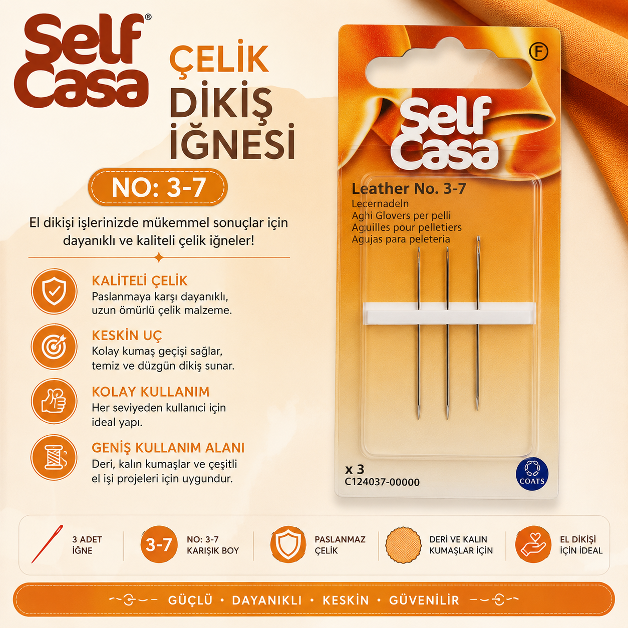 Self Casa Çelik Dikiş İğnesi No:3-7