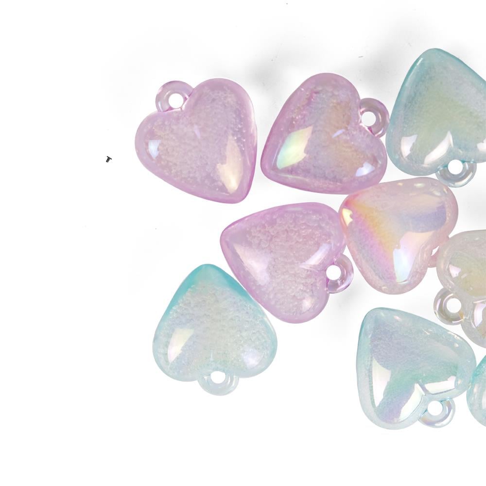 Soft Renkli 3 Boyutlu 3 cm Kalp Figür Anahtarlık Aksesuar Plastik Boncuk 5 Adet