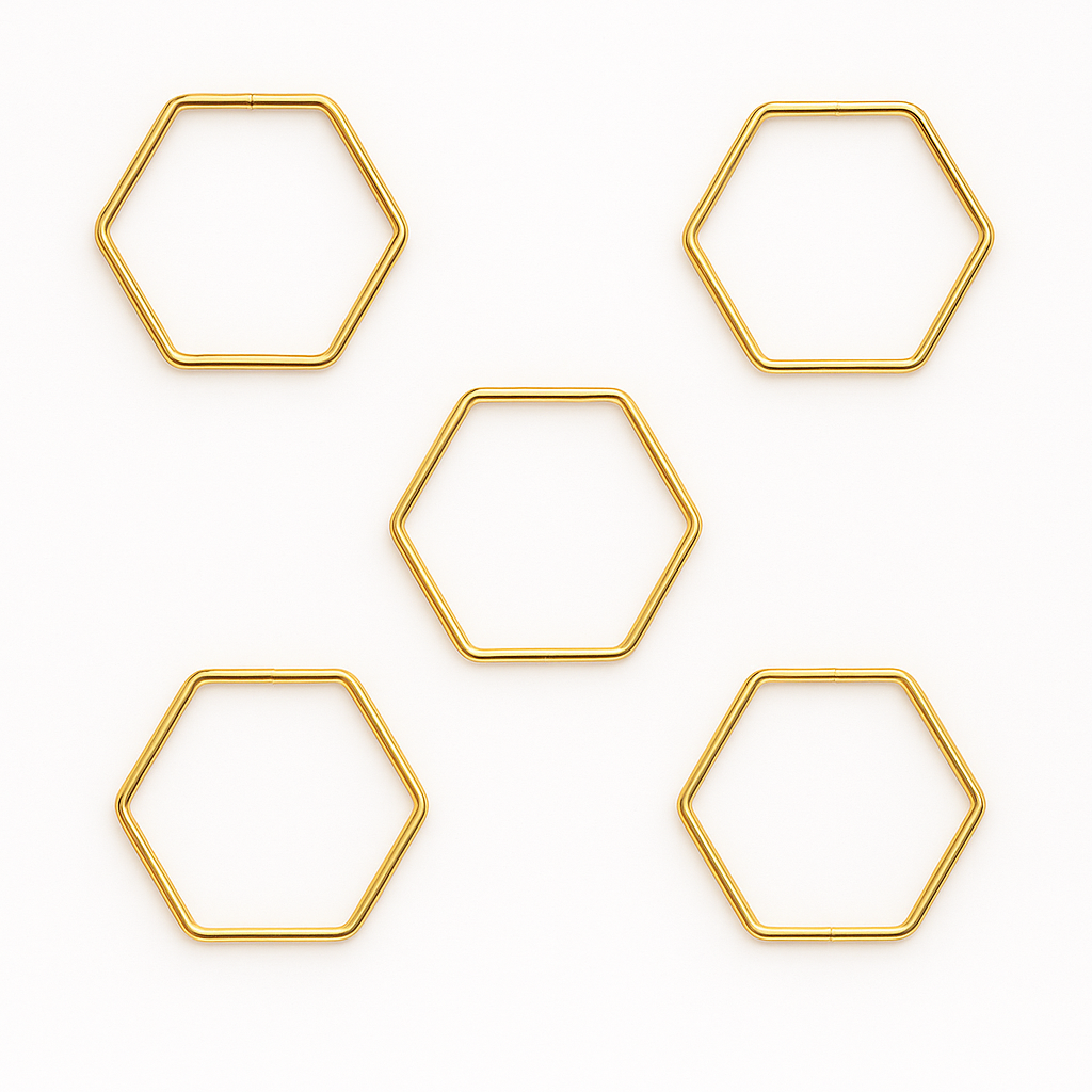 Söz Nişan Düğün Mevlüt Kına Sünnet Nikah Şekeri Süsleme Altıgen Metal Gold 7 Cm Demir Halka 10 Adet