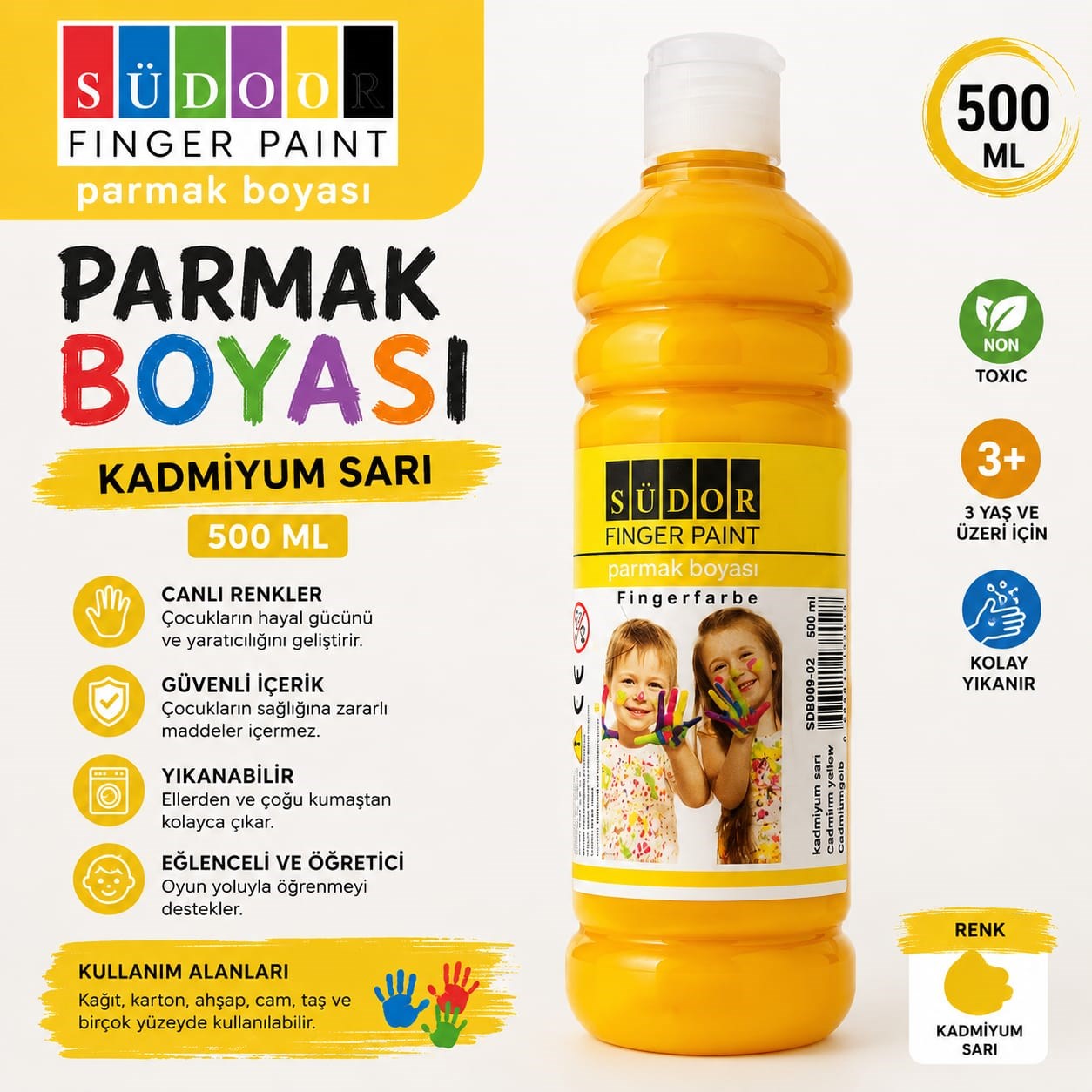 Südor Kadmiyum Sarı Parmak Boyası 500 ml