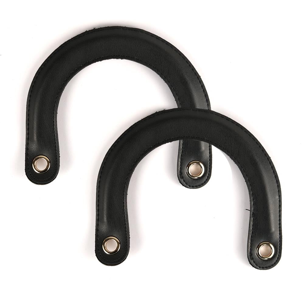 Suni Deri Siyah Tutma Çanta Sapı Çifti Light Gold Metalli