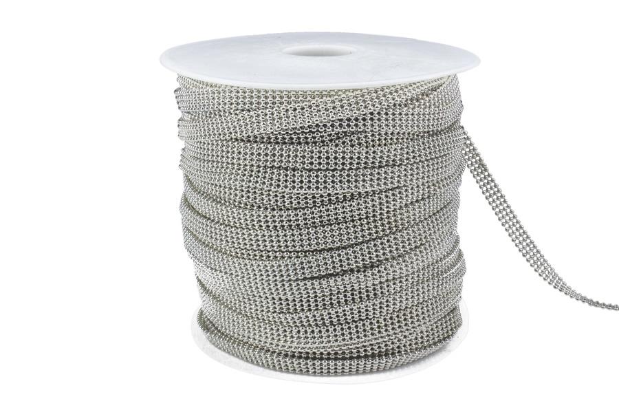 Top Metal Zincir 1 mm Gümüş 4 Sıralı 1 Metre Model-02