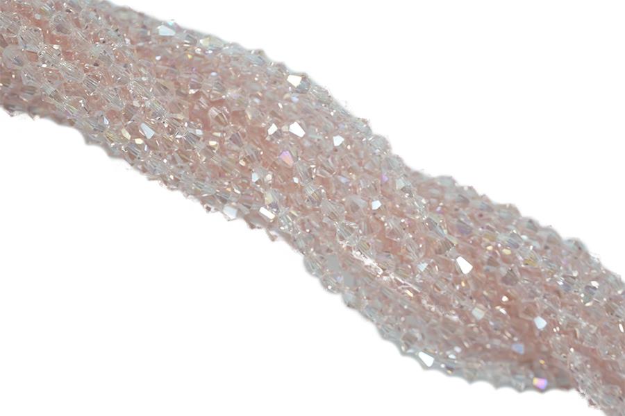 Toz Pembe Köşeli Prizma Kristal Boncuk 4 mm