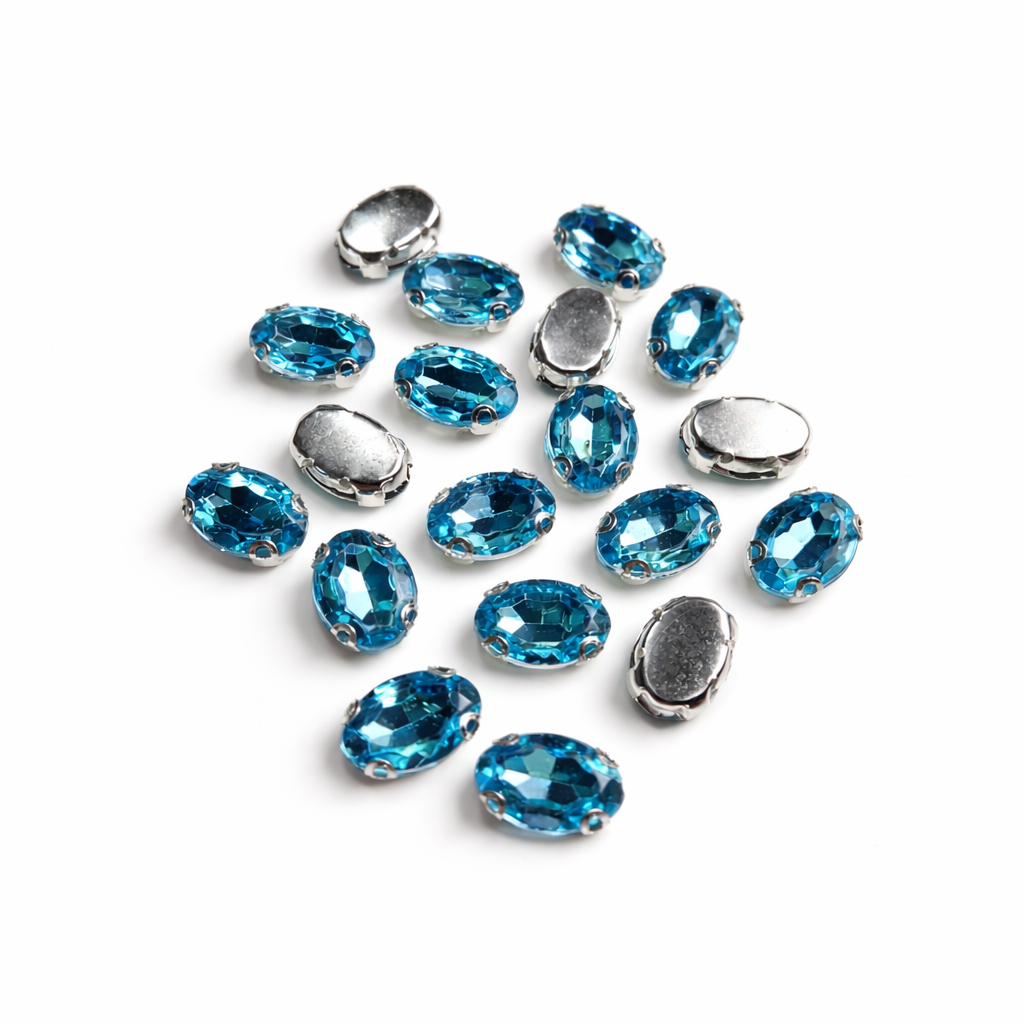 Turkuaz Oval Dikme Taş 10 × 14 mm – 100 Adet