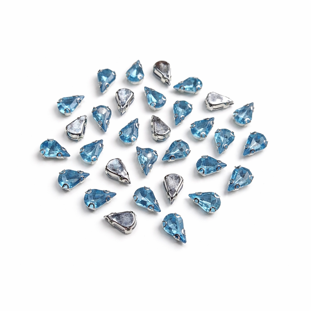Turkuaz Renk Armut Kasalı Dikme Taş 10 × 14 mm – 100 Adet