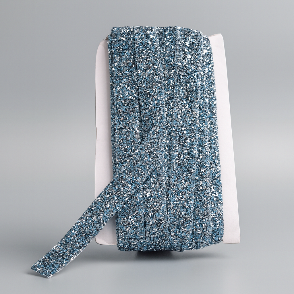 Ütüyle Yapışan Turkuaz Gümüş Taşlı Şerit 2 Cm