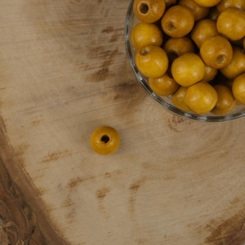 Vernikli Açık Kahve Ahşap Boncuk 16 mm İşlenmemiş Ahşap Boncuk 1 Kg   