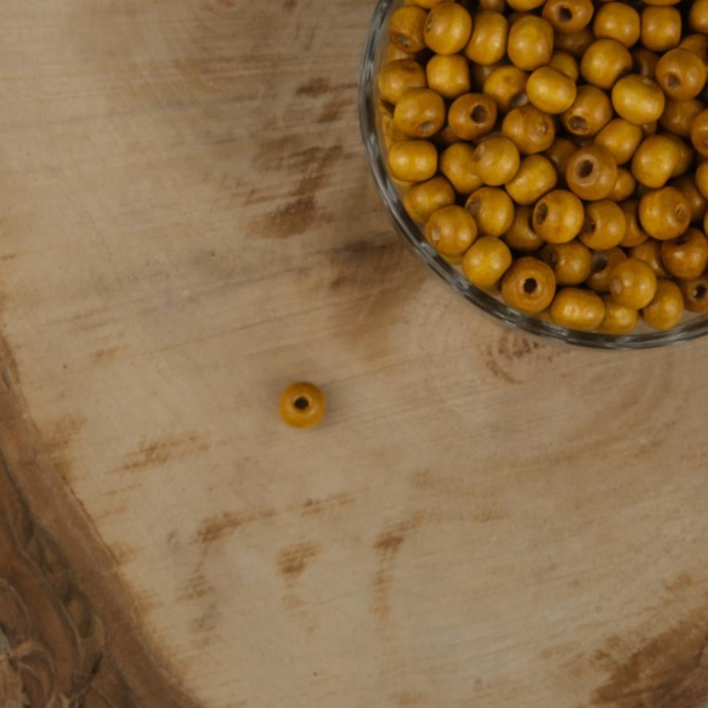 Vernikli Açık Kahve Ahşap Boncuk 8 mm İşlenmemiş Ahşap Boncuk 1 Kg   