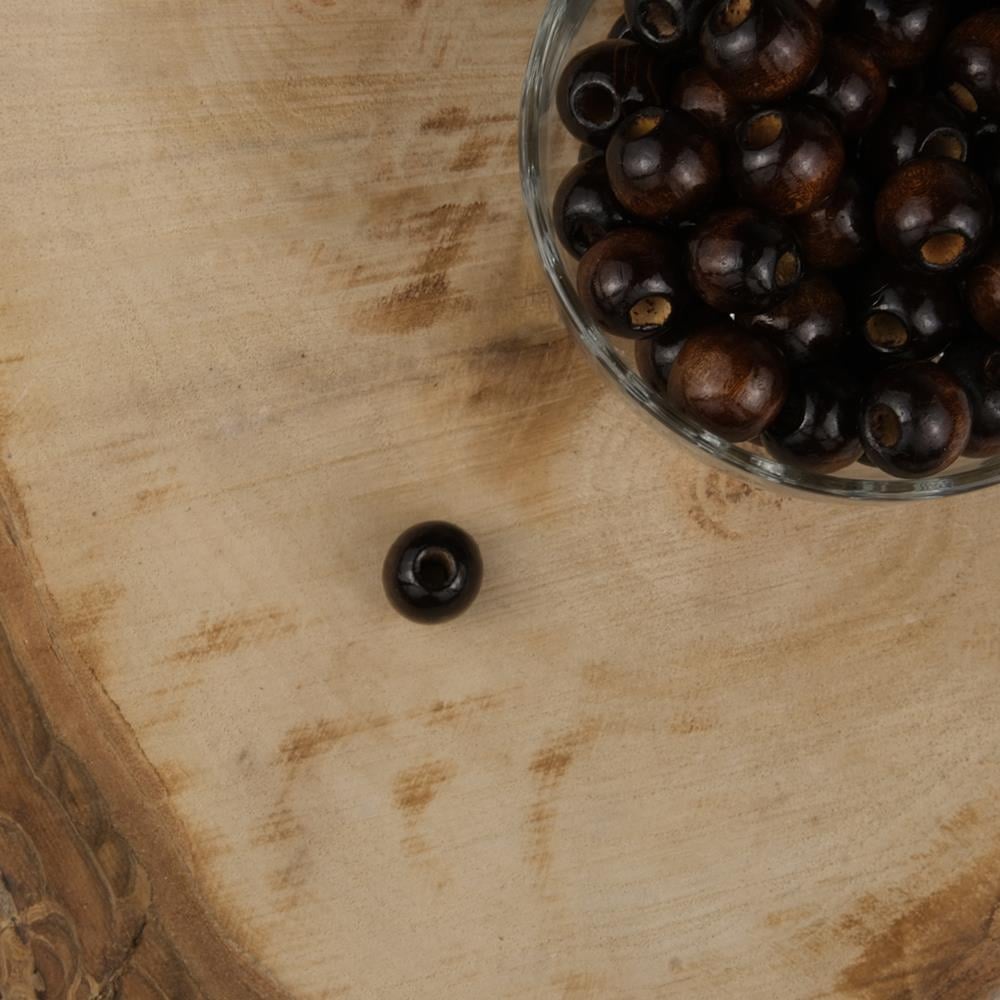 Vernikli Koyu Kahve Ahşap Boncuk 14 mm İşlenmemiş Ahşap Boncuk 1 Kg 