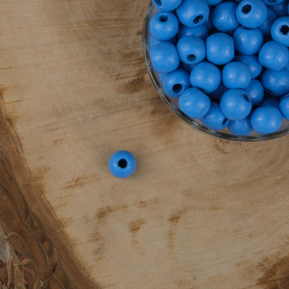 Vernikli Mavi Ahşap Boncuk 12 mm İşlenmemiş Ahşap Boncuk 1 Kg   