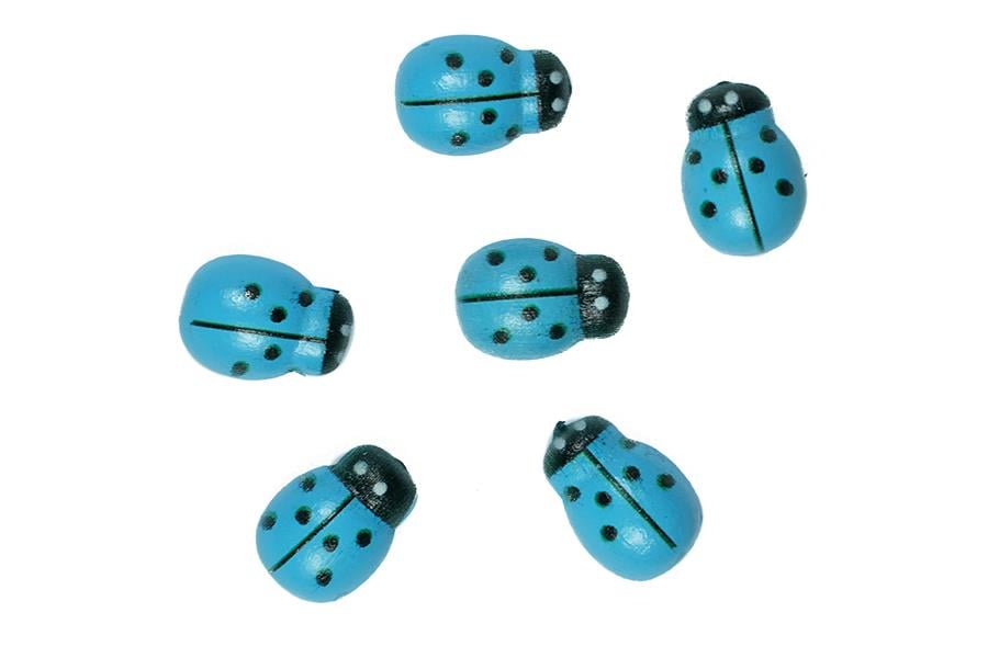 Yapışkanlı Ahşap Uğur Böceği Mavi 12 mm 