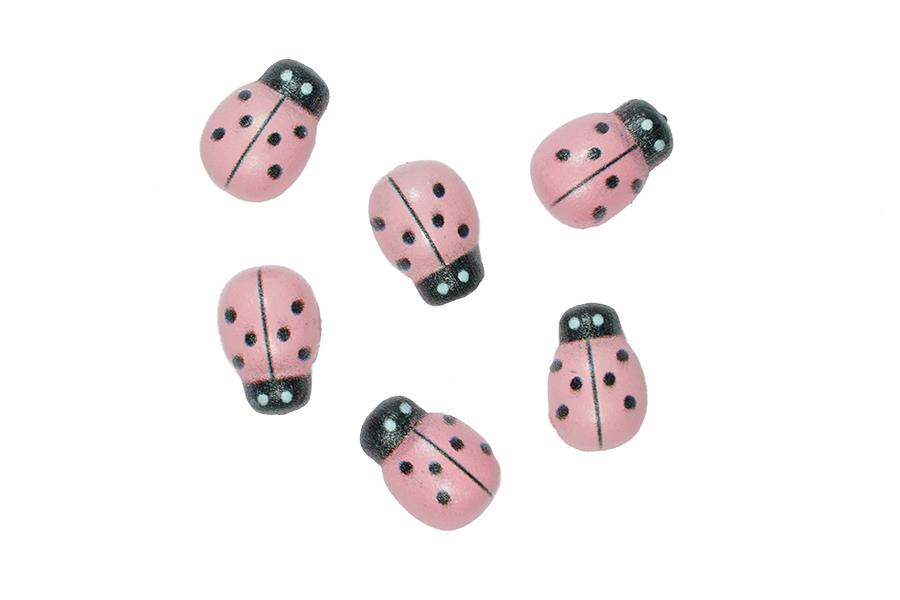 Yapışkanlı Ahşap Uğur Böceği Pembe 12 mm 