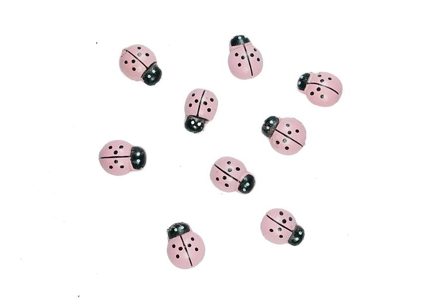 Yapışkanlı Ahşap Uğur Böceği Pembe 15 mm 