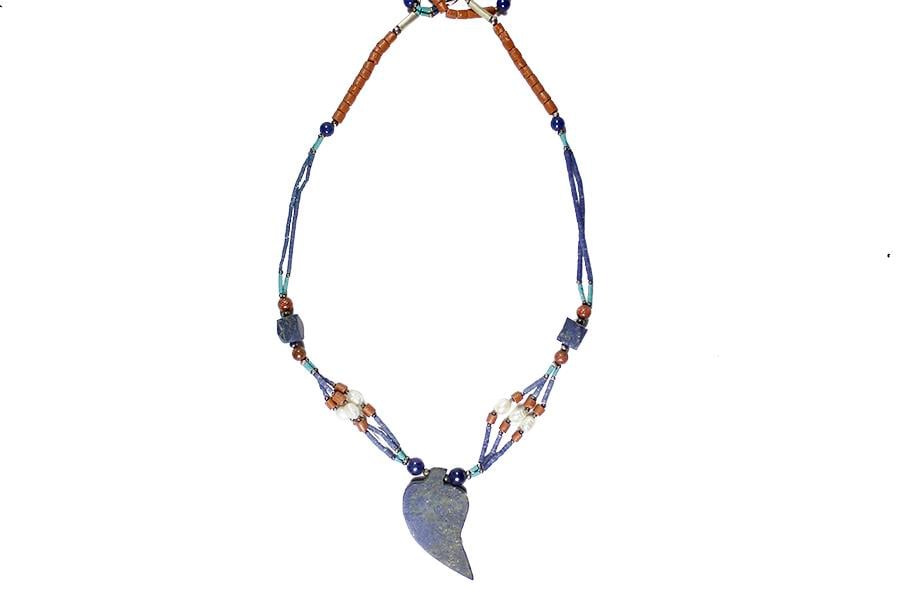 Yaprak Figürlü Doğal Taşlı Afgan Kolye