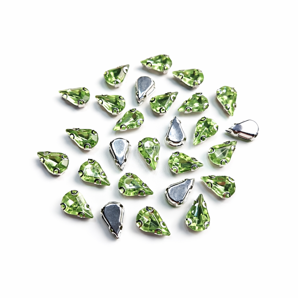 Yeşil Renk Armut Kasalı Dikme Taş 10 × 14 mm – 100 Adet