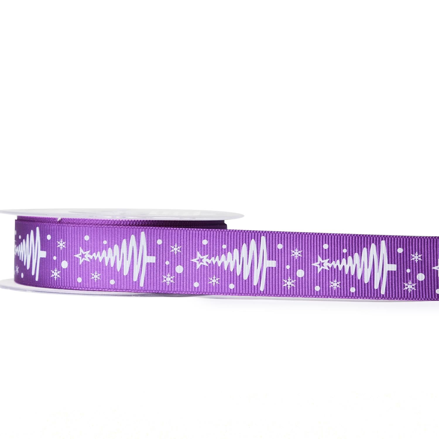 Yılbaşı Temalı Grogren Kurdele Mor 25 mm