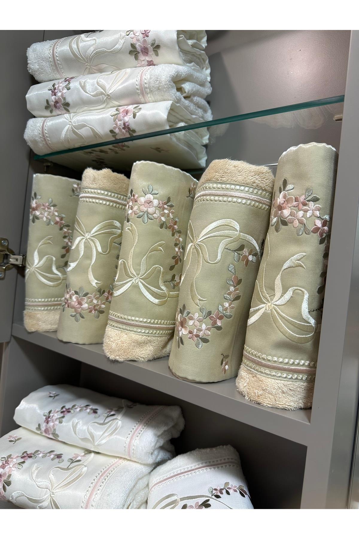 Bambu El Ve Yüz Havlusu 1 Adet Nakış Işlemeli 50* 90 Cm