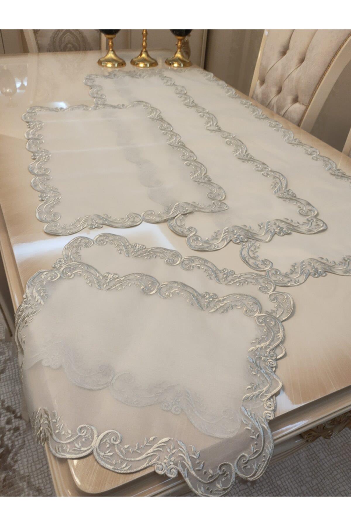 Gümüş Işlemeli, Özel Ödemiş Ipek 5 Parça Salon Set