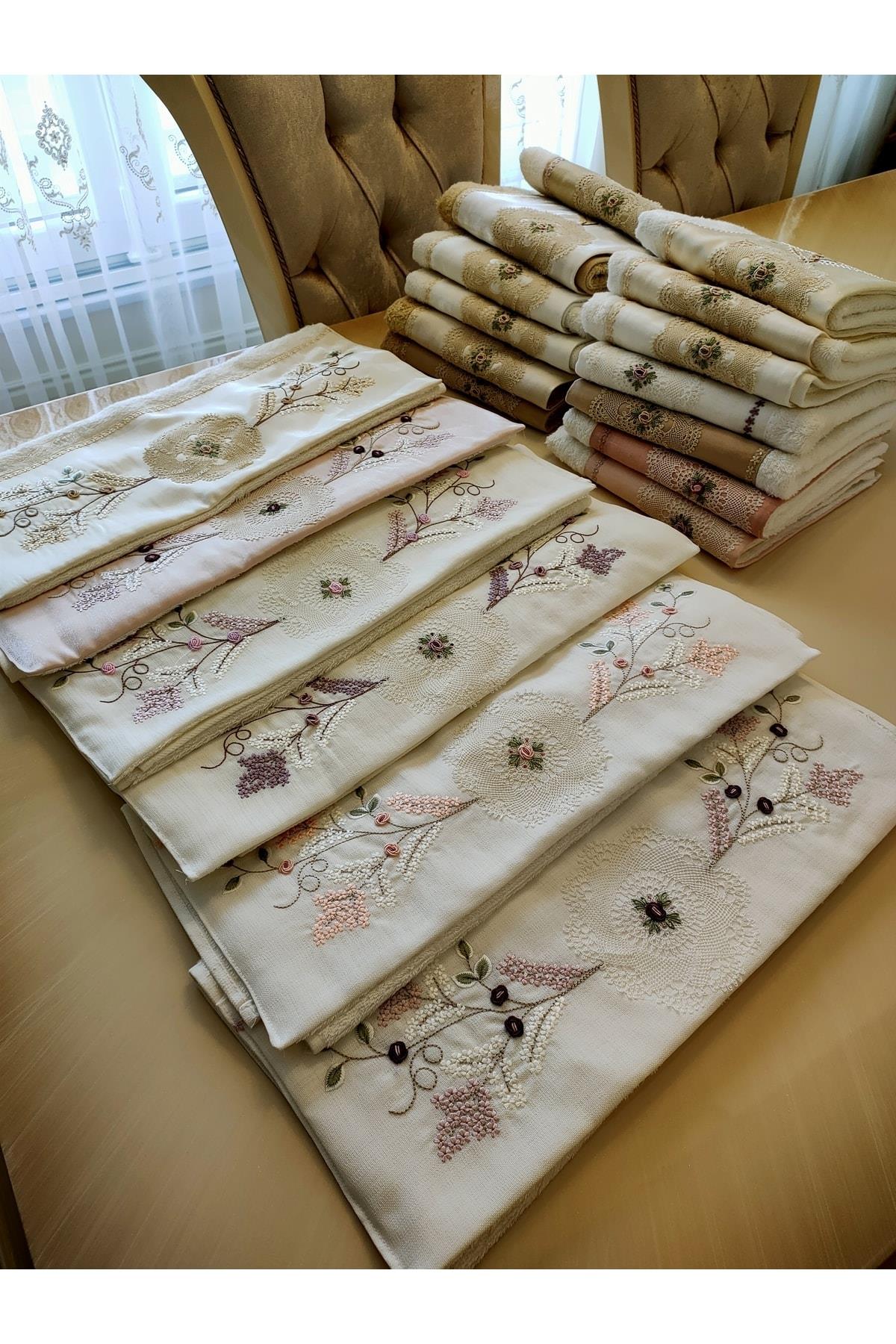 Havlu, El Işi Iğne Oyalı Rokokolu 1 Adet 50*90 Cm Bambu Havlu