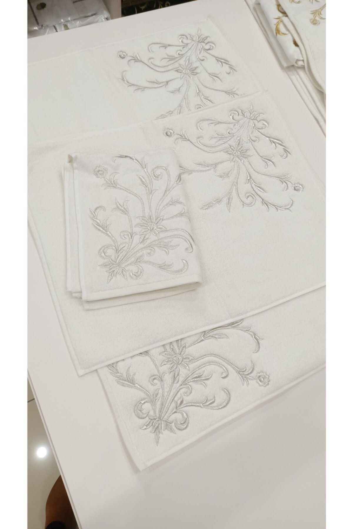 Nakış Işlemeli Banyo Paspas Seti 3 Parça Set